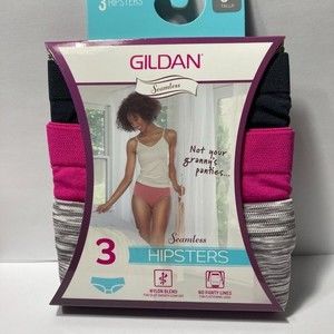 Gildan Hipster Panties Underwear Size 5 Pink Black